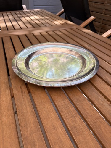 Plat rond métal argenté - rond,