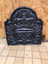 Ancienne Plaque De Chemine En Fonte Decor Royal Royaliste Fleur De Lys  XIX Siec