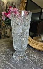 Imposant Vase 40 Cm × 17 Cm, En Cristal De Bohème magnifiquement Travaillé 1970