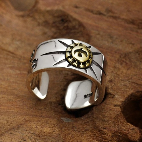 Bague soleil couleur - , argent