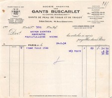 FACTURE  1934 SOCIETE ANONYME