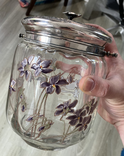 Ancien pot biscuit verre - biscuit,