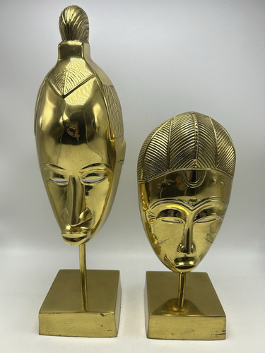 Brass mask table art - art, tribal