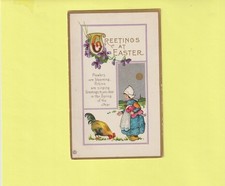 CPA GAUFREE DANS LA NEIGE FILLETTE DONNE DES GRAINES A LA POULE