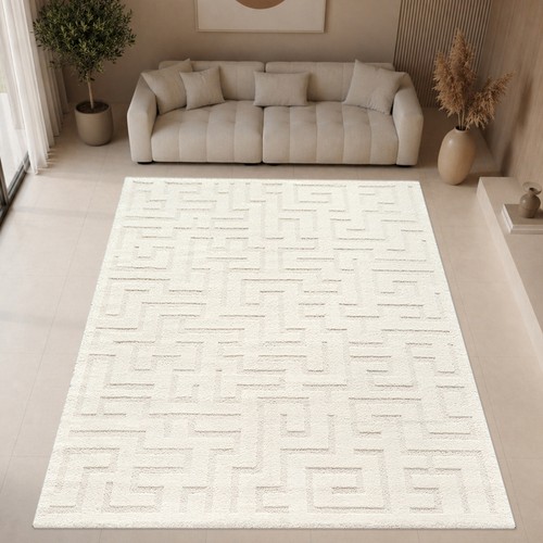 Tapis crème doux motif - tapis,