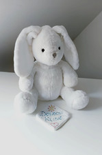 Peluche/Doudou Lapin Assis Blanc Nez Yeux Gris Foncé 23cm Du Pareil Au Même DPAM