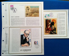 Le Corbusier,  Garnier,  villes nouvelles  :  3 FDC-CEF en soie