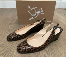 ** ESCARPINS/SANDALES CHRISTIAN LOUBOUTIN CUIR VERNI LEOPARD T. FR 38,5 NEUFS **