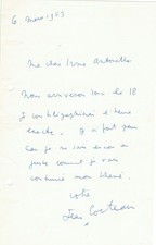 Jean COCTEAU - Lettre