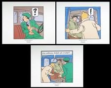 HERGÉ : TINTIN 7 boules de Cristal, 3 LITHOGRAPHIES Ex Libris, 2010