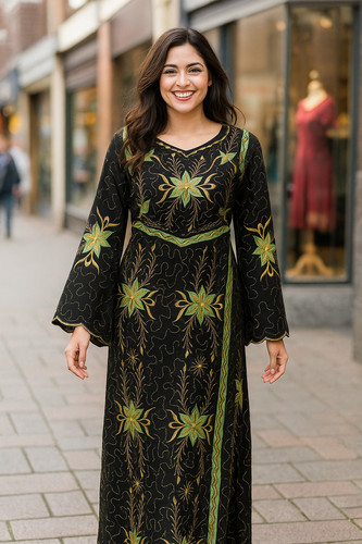 Embroidered thobe palestinian - thobe,