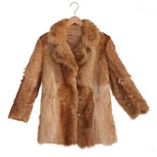 Veste en Fourrure de Renard Roux Véritable Manteau d'Hiver Vintage