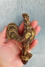 ANCIENNE MASCOTTE AUTOMOBILE COQ CHANTANT en BRONZE, h=12 cm