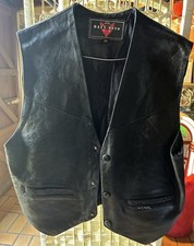 SUPERBE GILET SANS MANCHE T.M VINTAGE EN CUIR DAFY MOTO NOIR A PRESSIONS TBE