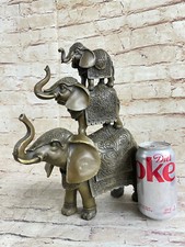 Western Pure Bronze Marbre Art Déco Sculpture Lucky Éléphant Figurine Statue