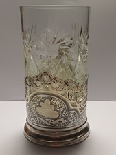 SUPPORT TASSE VERRE Thé ARGENT MASSIFS ,URSS 1950