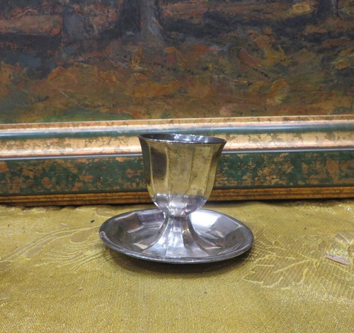 Ancien coquetier soucoupe - coquetier,