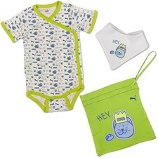Puma Bébé Strampler Lot Grenouillère Body + Écharpe + Sac Blanc Vert Bleu