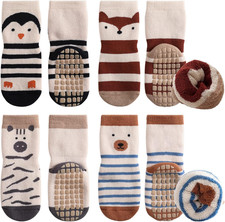 Chaussettes Antidérapantes Bébé Lot de 4 Paires Thermiques Unisexe 1 à 3 Ans Con