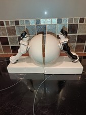 Rare Paire De Serre Livres Pierrot Art Déco