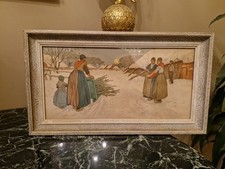 Fac Similié Représentant Une Scène Villageoise Avec Des Costumes Régionaux 