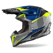 Casque Homme Airoh Aviator 3 PUSH Bleu Brillant Motocross Enduro