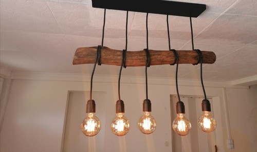 Lustre bois flotté - lustre,