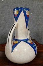 Grand vase époque Art Déco : Épreuve en céramique craquelée a décors