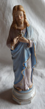 ANCIENNE STATUE SAINT JOSEPH POLYCHROME BISCUIT ET PORCELAINE HAUTEUR 19CM