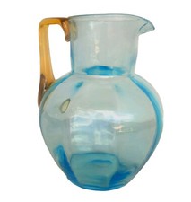 GEORGE SAND - BEAU PICHET/ CARAFE EN VERRE DE PORTIEUX  BLEU ET AMBRE 