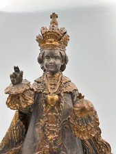 Ancienne  statue religieuse Enfant Jésus de Prague sacré coeur 19ème pat. Bronze
