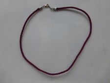 cordon neuf couleur bordeau tour de cou en soie embouts en argent massif 925 poi