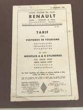 Ancien tarif Renault / Celtaquatre / Primaquatre / Collection / 1935