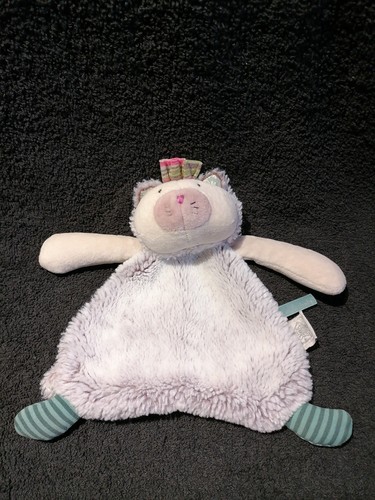 Doudou plat chat blanc violet - plat,