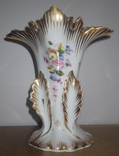 Ancien vase de mariée en porcelaine avec décor floral - Hauteur 24cm