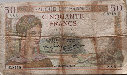 Ancien billet france 50 - ancien,