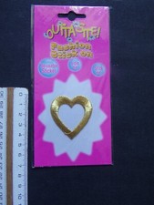 § AU16- écusson brodé thermocollant adhesif ANNEAU EN FORME DE COEUR DORE