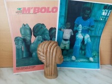 STATUE FEMME CHEVEUX LONG COTE EN PIERRE M'BIGOU  GABON HAUT  15 CM