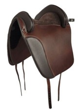 Selle espagnole sans arçon CATALANA marron, avec coutures blanches