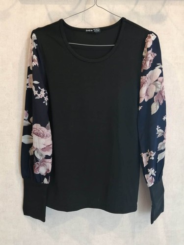 Shirt noir manches - t-, longues
