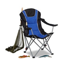 Chaise de camping pliable fauteuil de pêche rembourré avec porte-boissons dos...