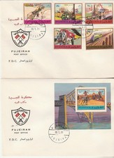 Etb enveloppe Fujeira  bloc train et série de 5 timbres de  1971