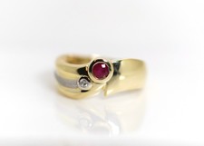 Or Jaune Rubis Brillant Bague