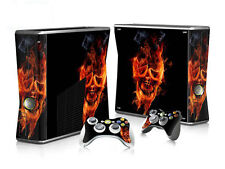 Lot de films de protection autocollants XBOX 360 Slim Skin Design Foils - motif Burning Skull