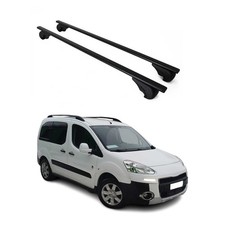 Barres de toit Transversales pour Peugeot Partner Tepee 2008-2018 Fer Noir