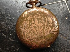montre gousset savonnette ART NOUVEAU - IRIS - PLAQUE OR