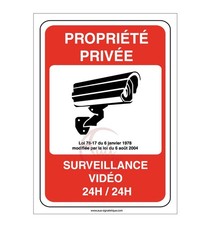 - Panneau Propriété privée sous surveillance vidéo 24H /24-150x210 mm PVC 1.5mm