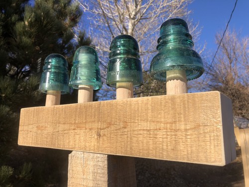 Wooden glass insulator display - wooden,