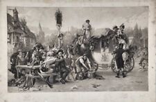 L'arrivée de la diligence au Red Lion inn - Rare photogravure Goupil