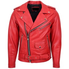 Blouson de motard rouge pour